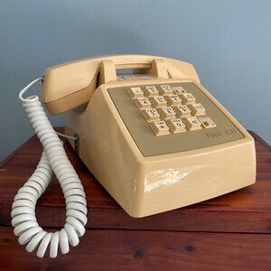 Vintage AT&T Beige Traditional 100 Push Button Corded Landline Desk Phone Untest
